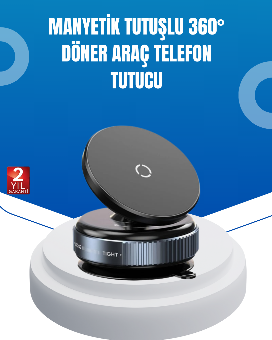 1210225_5-161.png Evrensel Manyetik Araç Telefon Tutucu 360° Döner Başlık - Görsel 1