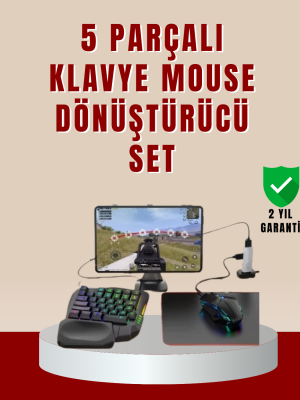 5’i 1 Arada Mobil Oyun Seti Klavye Mouse Dönüştürücü iOS & Android