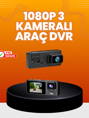 Araç İçi Güvenlik Kamerası | 3 Kanallı, 24 Saat Park Kaydı Destekli