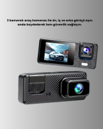 3 Kameralı Araç İçi DVR Kayıt Cihazı  Ön İç Arka Kamera Full HD - Görsel 5