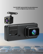 3 Kameralı Araç İçi DVR Kayıt Cihazı  Ön İç Arka Kamera Full HD - Görsel 4