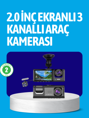 3 Kameralı Araç İçi Kayıt Cihazı  Suya ve Toza Dayanıklı Tasarım