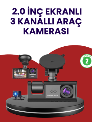 Üç Kameralı Araç Kamerası | Full HD 1080P Ön + HD İç/Arka