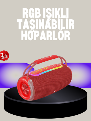 20W Kablosuz Bluetooth Hoparlör RGB Işık Efektli USB/SD/AUX Destekli