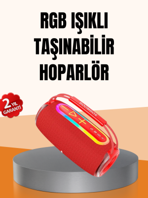 IPX6 Su Geçirmez RGB LED Işıklı Taşınabilir Bluetooth Hoparlör 2400 mAh