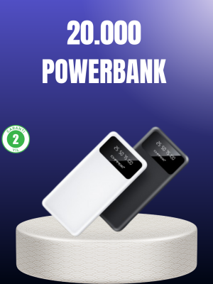 Akıllı LCD Ekranlı 20.000mAh Powerbank PD + USB + Type-C