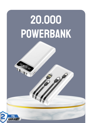 Hızlı Şarj Destekli 20.000mAh Powerbank USB Type-C Lightning LCD