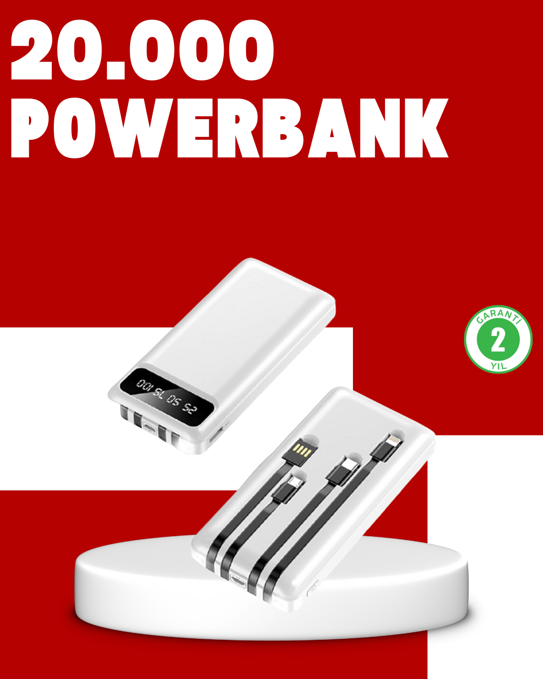 1210379_1-136.png 20.000mAh PD Powerbank LED Işık LCD Ekran Dahili Kablo Çoklu Giriş - Görsel 1