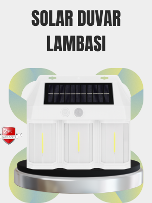 PIR Sensörlü Solar Lamba – Otomatik Şarj ve Gece Aydınlatma