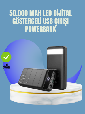Tüm Cihazlarla Uyumlu 50.000 mAh Powerbank – Yüksek Kapasiteli, LED Gösterge ve Akıllı Koruma Fonksiyonlu