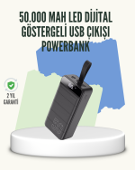 Yüksek Kapasiteli 50.000 mAh Powerbank – Type-C, Lightning ve Micro USB Uyumlu, Çoklu Cihaz Şarj Özellikli
