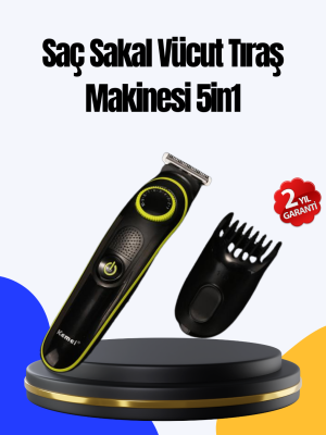 5 Başlıklı Çok Fonksiyonlu Saç Kesme ve Sakal Düzeltme Makinesi Erkek Bakım Aleti