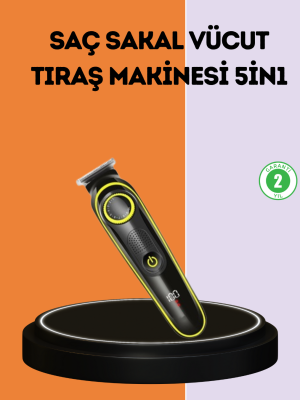 LED Ekranlı Şarjlı Saç ve Sakal Kesme Makinesi Erkek Bakım Cihazı Çok Başlıklı Set