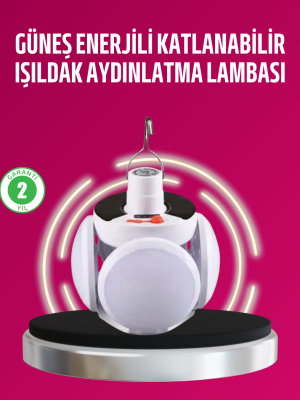 Solar ve USB Şarjlı Su Geçirmez Katlanabilir LED Lamba