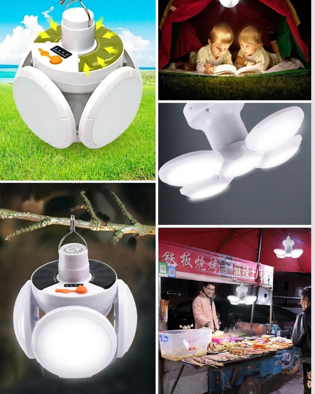 1210479_9-119.png Katlanabilir 5 Kanatlı Solar LED Bahçe ve Kamp Lambası - Görsel 4