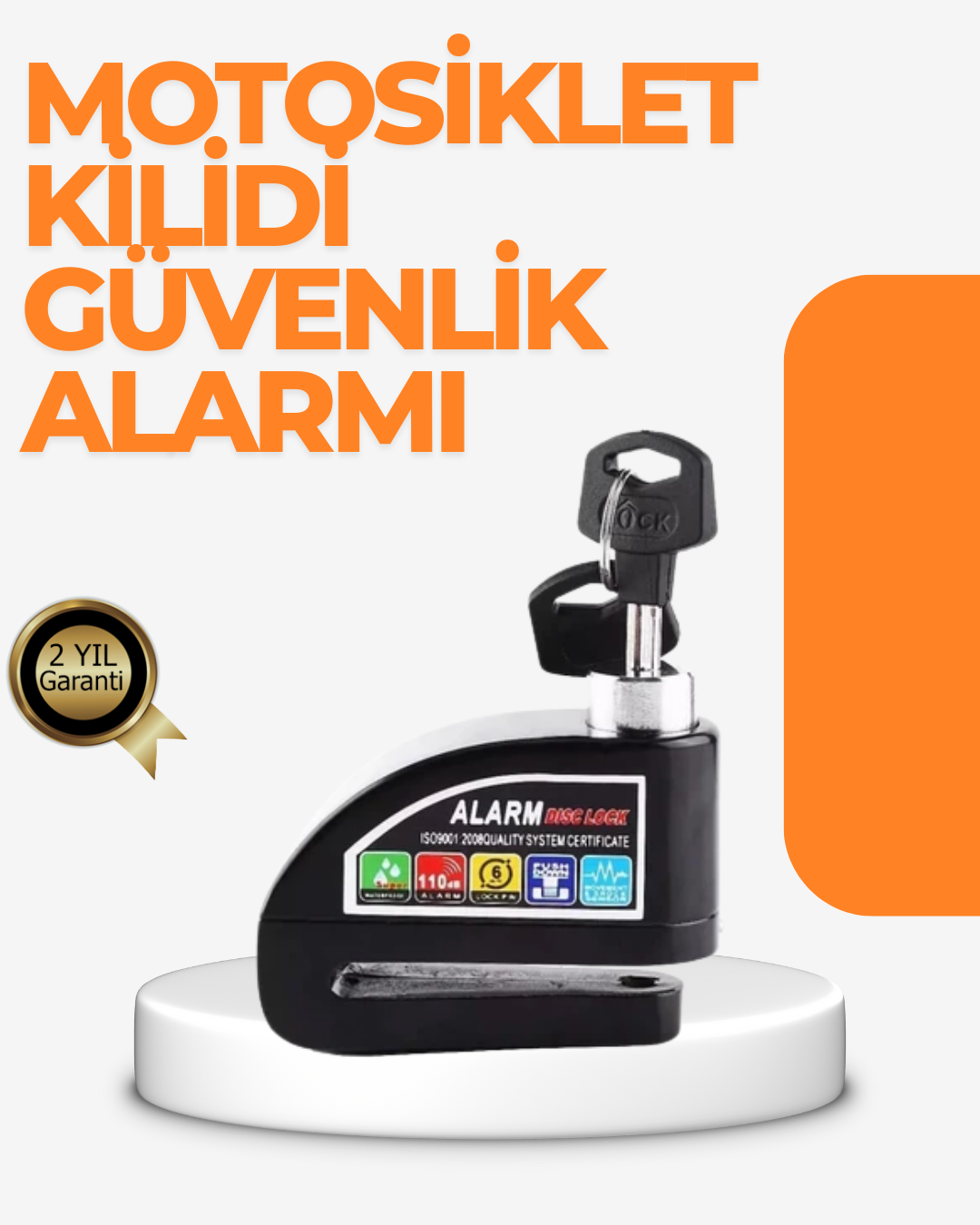 1210532_3-114.png Alarm Sensörlü Disk Kilidi Motosiklet Scooter Bisiklet Güvenlik - Görsel 1