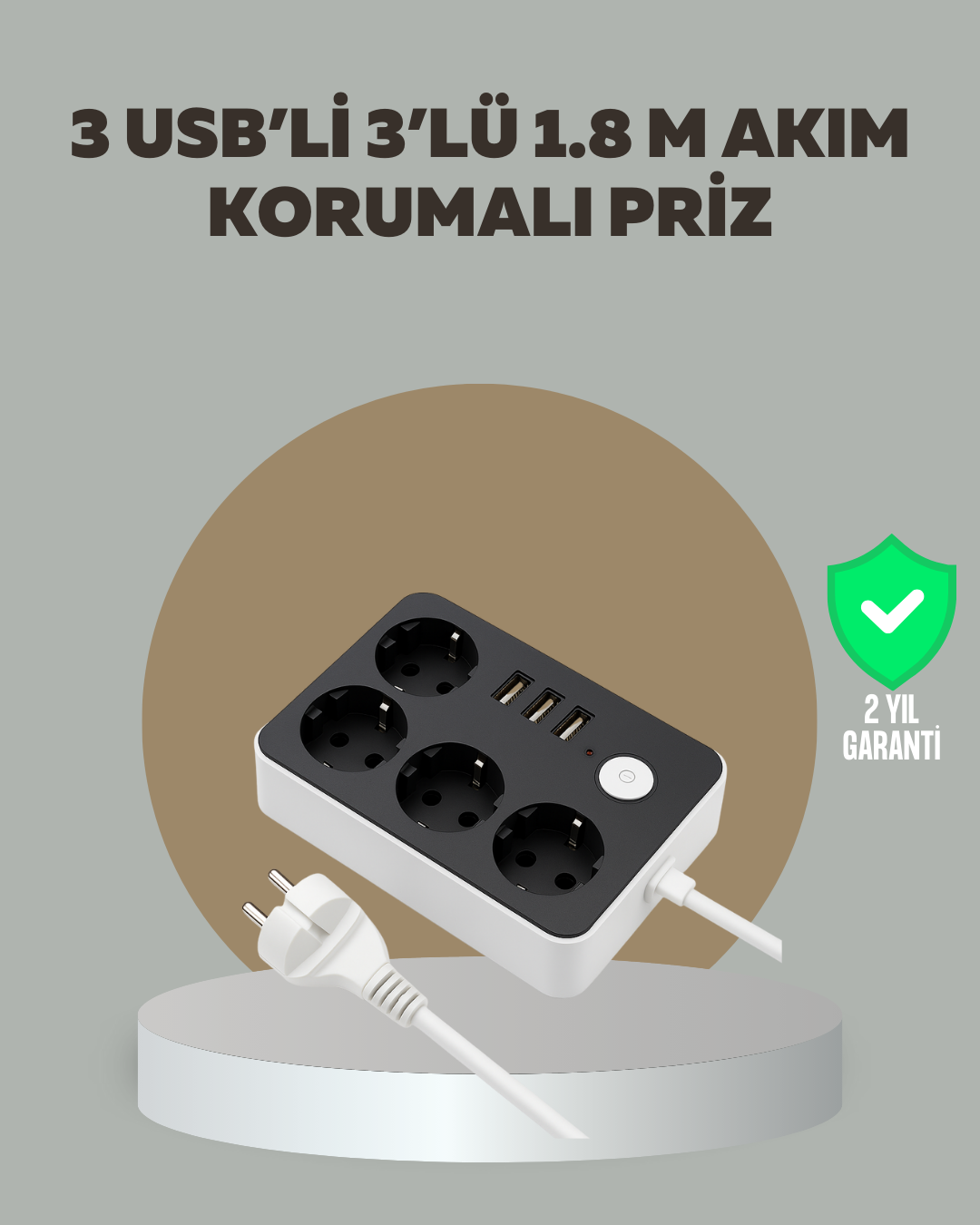 1210610_3-101.png 4 Prizli 3 USB Portlu Anahtarlı Akım Korumalı Priz - Görsel 1