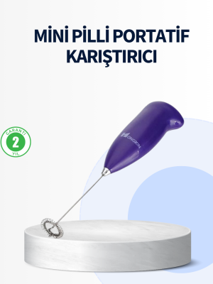 Mini Pilli Portatif Karıştırıcı – Cappuccino, Latte, Frappe ve Kahve Köpürtücü