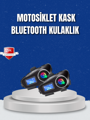 LCD Ekranlı Bluetooth Kask Kulaklığı FM Radyo ve SD Kart Girişli