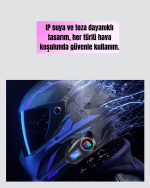 IP65 Suya Dayanıklı Kask Bluetooth Kulaklık LCD Ekranlı - Görsel 4