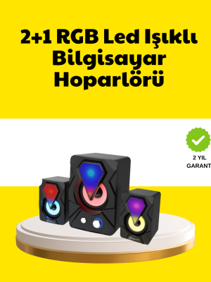 2.1 USB Bağlantılı Oyun Hoparlörü Renkli LED Işıklı