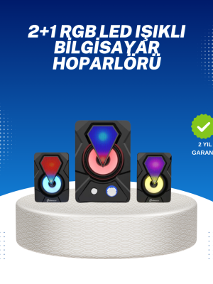 RGB Işıklı USB Hoparlör Seti 9W Çıkış Gücü Derin Bas