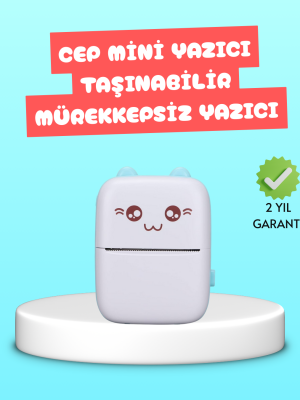 Mini Termal Yazıcı Kablosuz Taşınabilir Bluetooth Bağlantılı 200 DPI