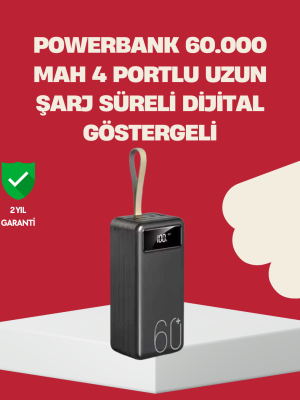 LED Ekranlı Çok Fonksiyonlu Taşınabilir Şarj Ünitesi Powerbank