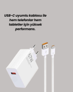 67W Hızlı Şarj Adaptörü ve Veri Aktarım Özellikli Type-C Kablo Seti - Görsel 3