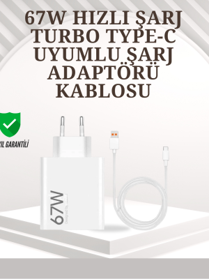 Type-C Uyumlu 67W Turbo Hızlı Şarj Aleti Akıllı Koruma Sistemli