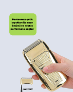 Erkek Saç Sakal Tıraş Makinesi Kablolu Altın Renk Dayanıklı - Görsel 3