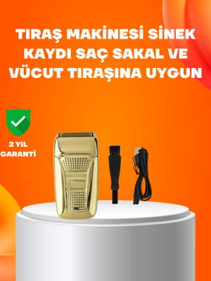 Altın Renk Kablolu Sakal Tıraş Makinesi Çelik Bıçaklı 3W Motor