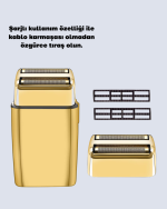 Altın Renk Kablolu Sakal Tıraş Makinesi Çelik Bıçaklı 3W Motor - Görsel 4
