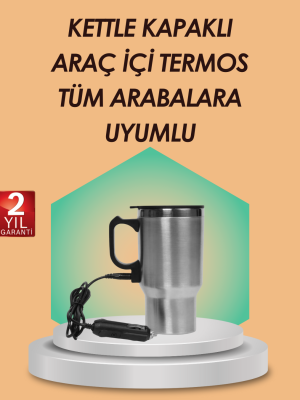 Araç İçi Isıtıcı Termos Bardak Paslanmaz Çelik