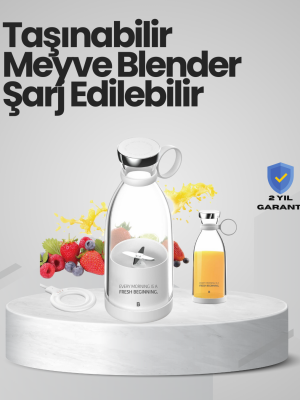 Pembe ve Beyaz Renk Seçenekli Mini Boy Meyve Sıkıcı