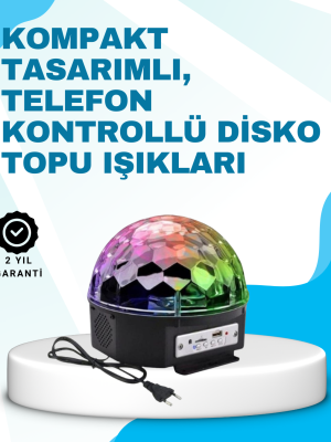 Bluetooth Bağlantılı Renkli Masaüstü Disko Topu Işık Gösterisi