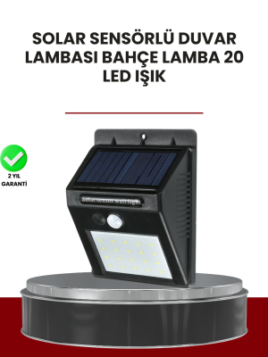 Bahçe ve Dış Mekanlar İçin Güneş Enerjili 20 LED Hareket Sensörlü Lamba