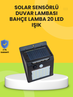 Güneş Paneli ile Şarj Olan 20 LED Dış Mekan Hareket Sensörlü Lamba
