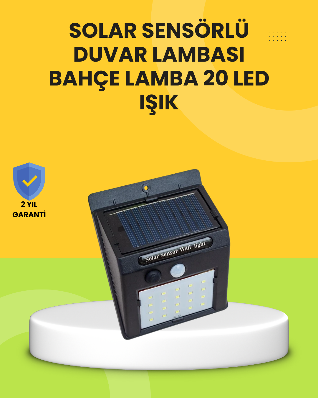 1210801_4-67.png Güneş Paneli ile Şarj Olan 20 LED Dış Mekan Hareket Sensörlü Lamba - Görsel 1