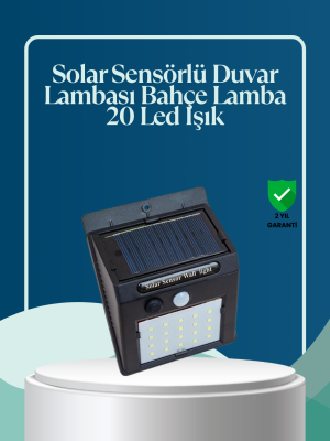 Sensörlü 20 LED Solar Duvar Lambası 3 Metre Algılama Mesafesi