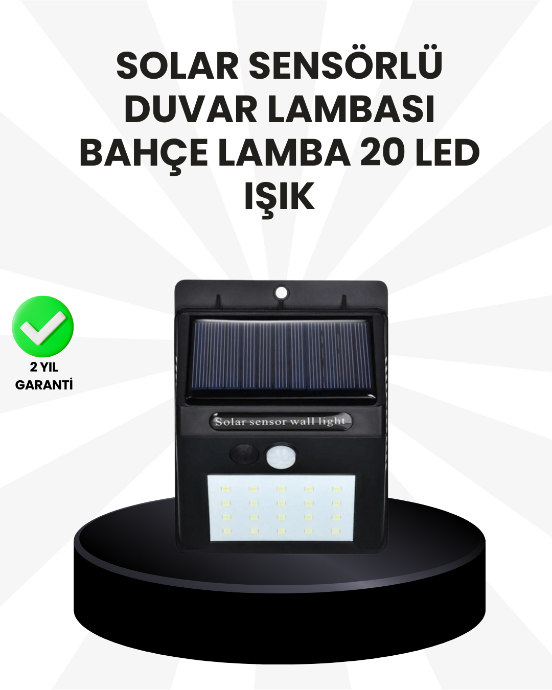 1210803_2-68.png Su Geçirmez IP65 20 LED Solar Sensörlü Bahçe ve Veranda Aydınlatma - Görsel 1