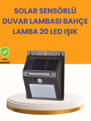 20 LED Güneş Enerjili Hareket Sensörlü Dış Mekan Duvar Lambası
