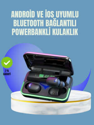 Uzun Pil Ömürlü E10 Powerbank Bluetooth Kulaklık LED Gösterge