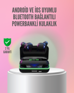 Powerbank Özellikli Bluetooth 5.1 Kulaklık Oyun ve Müzik İçin
