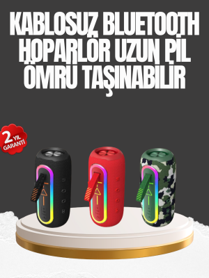 Taşınabilir Şarjlı Bluetooth Hoparlör Güçlü Bas