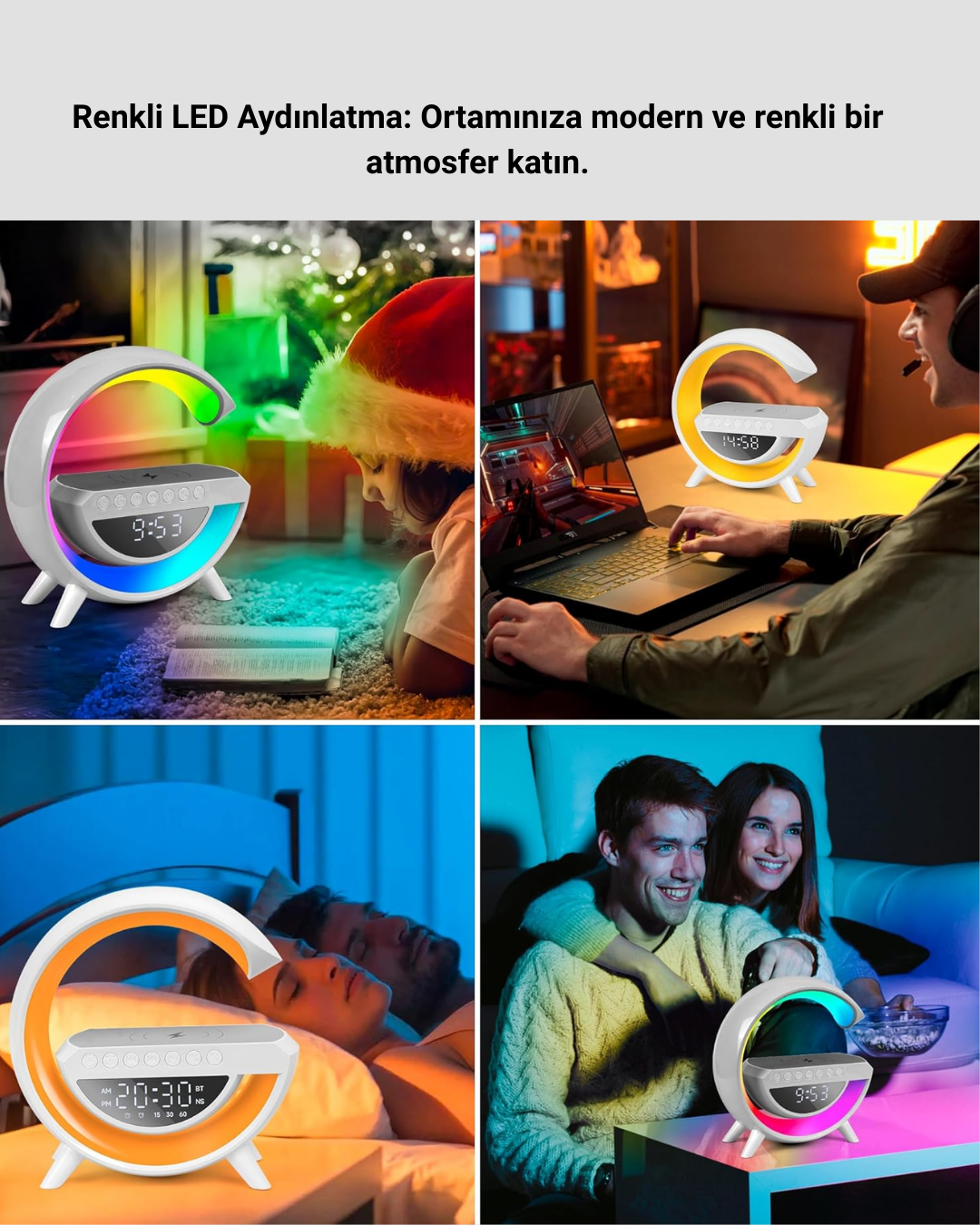 1210867_9-54.png 15W Hızlı Şarj Destekli LED Atmosfer Işığı ve Alarm Fonksiyonlu Lamba - Görsel 5