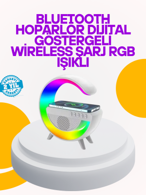 Renkli Işıklı 15W Kablosuz Şarjlı Masa Lambası