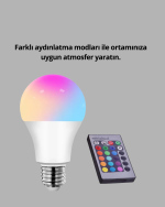 A Kalite 2025 RGB LED Ampul Uzaktan Kumandalı 16 Renkli Lamba - Görsel 5