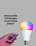 RGB Uzaktan Kumandalı LED Ampul 16 Renkli A Kalite Orijinal - Görsel 5