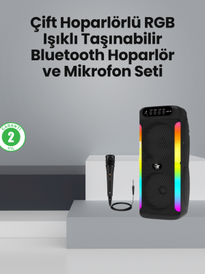 Taşınabilir Şarjlı Hoparlör USB, SD Kart, AUX Girişli
